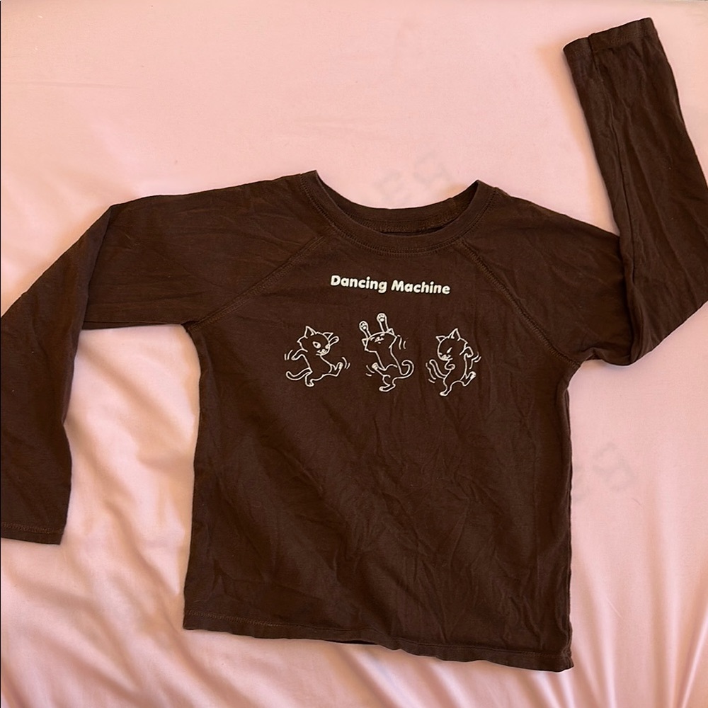 Old Navy Brown Long Sleeve Tee with Graphic Design